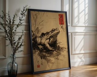 Temple Toad – Japanese Ink Frog Art Print - Just Great Posters
