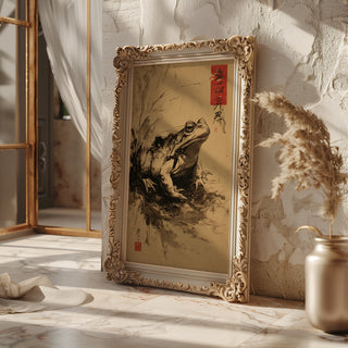 Temple Toad – Japanese Ink Frog Art Print - Just Great Posters