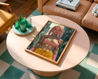 Neon Brawler – Pink - Haired Street Style Portrait Art Print - Just Great Posters