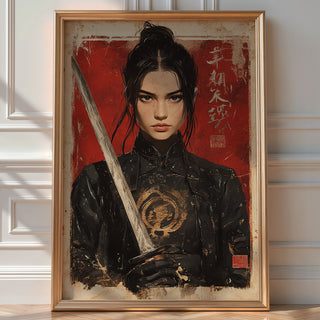 Samurai Gaze – Hokusai - Inspired Warrior Portrait - Just Great Posters