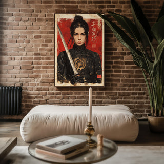 Samurai Gaze – Hokusai - Inspired Warrior Portrait - Just Great Posters