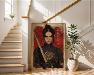 Samurai Gaze – Hokusai - Inspired Warrior Portrait - Just Great Posters
