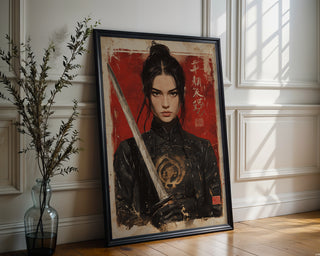 Samurai Gaze – Hokusai - Inspired Warrior Portrait - Just Great Posters