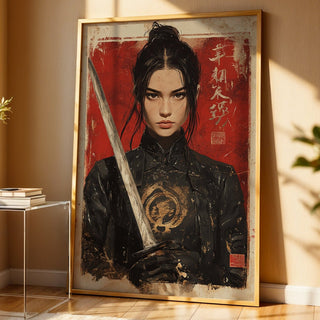 Samurai Gaze – Hokusai - Inspired Warrior Portrait - Just Great Posters
