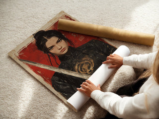 Samurai Gaze – Hokusai - Inspired Warrior Portrait - Just Great Posters