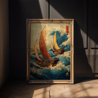 Storm Sailors – Japanese Woodblock Ocean Art Print - Just Great Posters
