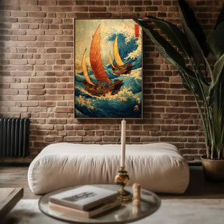Storm Sailors – Japanese Woodblock Ocean Art Print - Just Great Posters