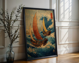Storm Sailors – Japanese Woodblock Ocean Art Print - Just Great Posters