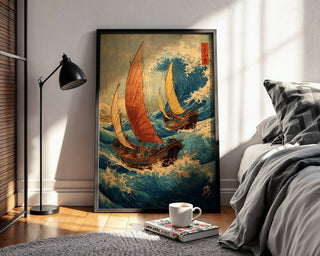 Storm Sailors – Japanese Woodblock Ocean Art Print - Just Great Posters