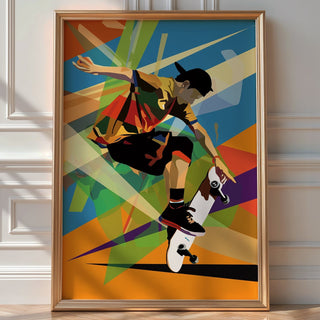 Vibrant Pop‑Art Skateboard Poster - Just Great Posters