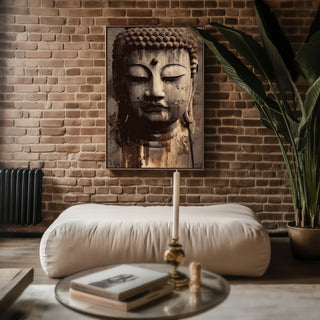 Aged Buddha Face – Textured Zen Portrait - Just Great Posters
