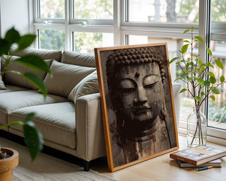 Aged Buddha Face – Textured Zen Portrait - Just Great Posters