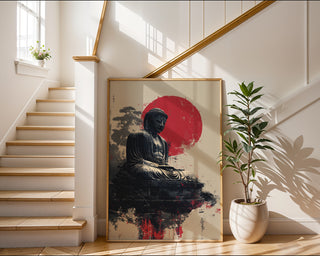 Great Buddha of Japan – Grunge Sunrise Poster - Just Great Posters