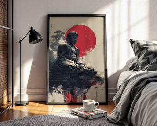 Great Buddha of Japan – Grunge Sunrise Poster - Just Great Posters