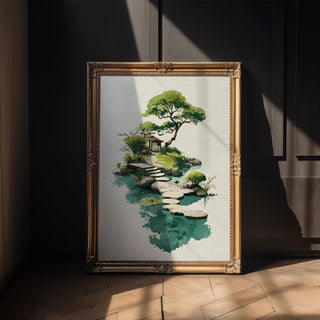 Watercolor Garden Gate with Stepping Stones - Just Great Posters