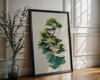 Watercolor Garden Gate with Stepping Stones - Just Great Posters