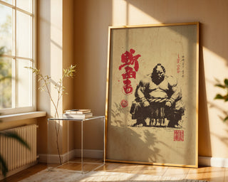 Wabi‑sabi Sumo Wrestler Illustration - Just Great Posters