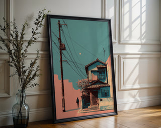 Power Pole Moonrise – Pop Tokyo Cityscape Print - Just Great Posters