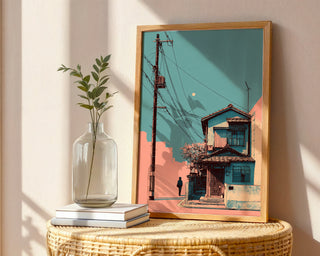 Power Pole Moonrise – Pop Tokyo Cityscape Print - Just Great Posters