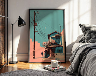 Power Pole Moonrise – Pop Tokyo Cityscape Print - Just Great Posters