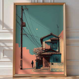 Power Pole Moonrise – Pop Tokyo Cityscape Print - Just Great Posters