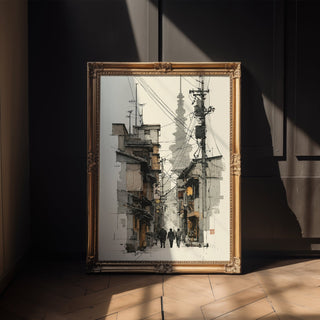 Ink‑Line Alley – Tokyo Street Pen & Wash - Just Great Posters