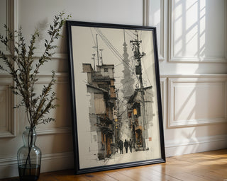 Ink‑Line Alley – Tokyo Street Pen & Wash - Just Great Posters