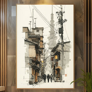Ink‑Line Alley – Tokyo Street Pen & Wash - Just Great Posters