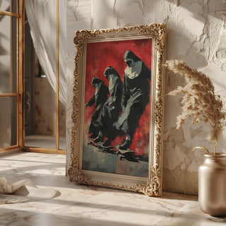 Skateboarding Nuns Poster – Rebellious Religious Art with Street Style Twist - Just Great Posters
