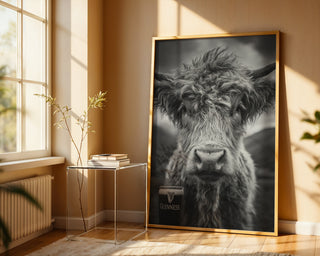 Highland Cow & Guinness – Rustic Bar Pub Wall Art Print - Just Great Posters