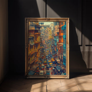 Mumbai Street Hustle Illustration – Vibrant Indian City Pen Drawing Poster - Just Great Posters