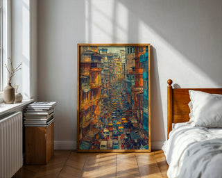 Mumbai Street Hustle Illustration – Vibrant Indian City Pen Drawing Poster - Just Great Posters