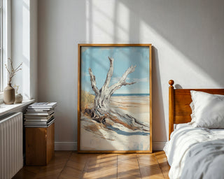 Driftwood on Tranquil Beach Poster - Just Great Posters