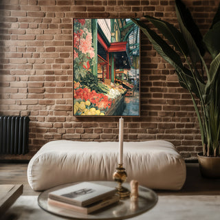 Market Morning – Watercolor Street Market Art Print - Just Great Posters