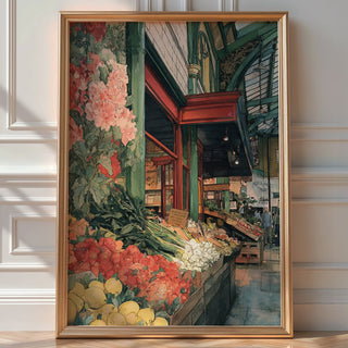 Market Morning – Watercolor Street Market Art Print - Just Great Posters