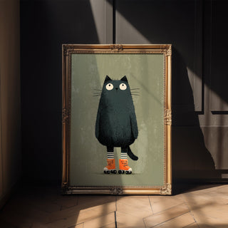 Roller Cat Poster – Playful Modern Pet Art Print - Just Great Posters