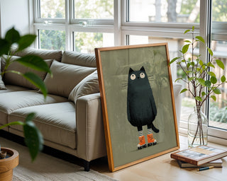 Roller Cat Poster – Playful Modern Pet Art Print - Just Great Posters