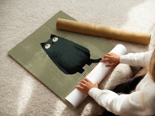 Roller Cat Poster – Playful Modern Pet Art Print - Just Great Posters