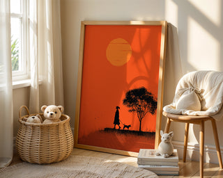 Silhouette Dog Walker at Sunset - Just Great Posters
