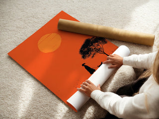 Silhouette Dog Walker at Sunset - Just Great Posters