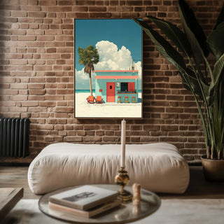 Tropical Beach Bar Poster – Retro Island Getaway Print - Just Great Posters