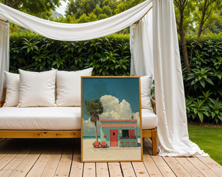 Tropical Beach Bar Poster – Retro Island Getaway Print - Just Great Posters