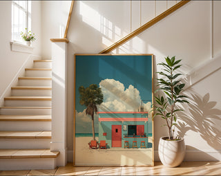 Tropical Beach Bar Poster – Retro Island Getaway Print - Just Great Posters