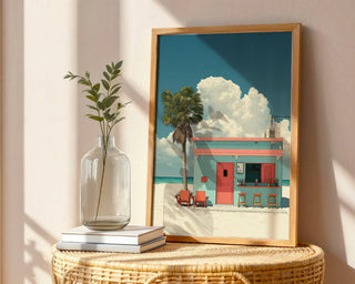 Tropical Beach Bar Poster – Retro Island Getaway Print - Just Great Posters