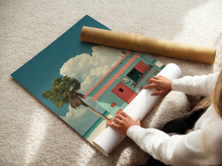 Tropical Beach Bar Poster – Retro Island Getaway Print - Just Great Posters