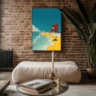 Lifeguard Beach Shack Poster – Coastal Minimalist Print - Just Great Posters