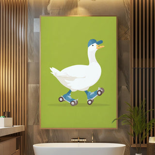 Funny Goose on Roller Skates Poster – Whimsical Animal Wall Art with Attitude - Just Great Posters