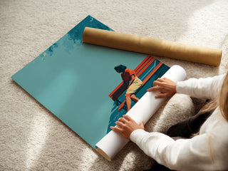 Minimalist Woman on Bench Poster – Summer Shade Wall Art Print - Just Great Posters