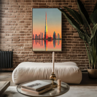 Sunset Skyscraper Skyline Poster – Modern Dubai Wall Art - Just Great Posters