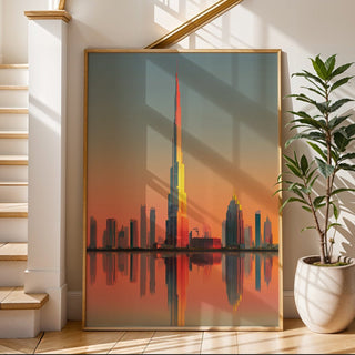 Sunset Skyscraper Skyline Poster – Modern Dubai Wall Art - Just Great Posters
